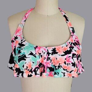 HOBIE NWT FLORAL PRINT RUFFLE BIKINI TOP